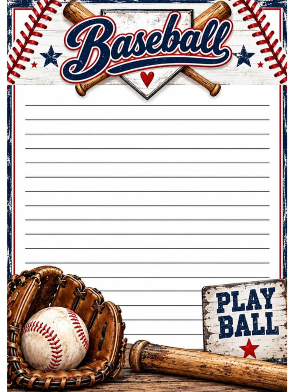 Play Ball Baseball 5x7 Notepad – Baseball Gift & Game Day Notes Set 2